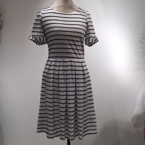 Anthropologie Bordeaux mid length stripe dress